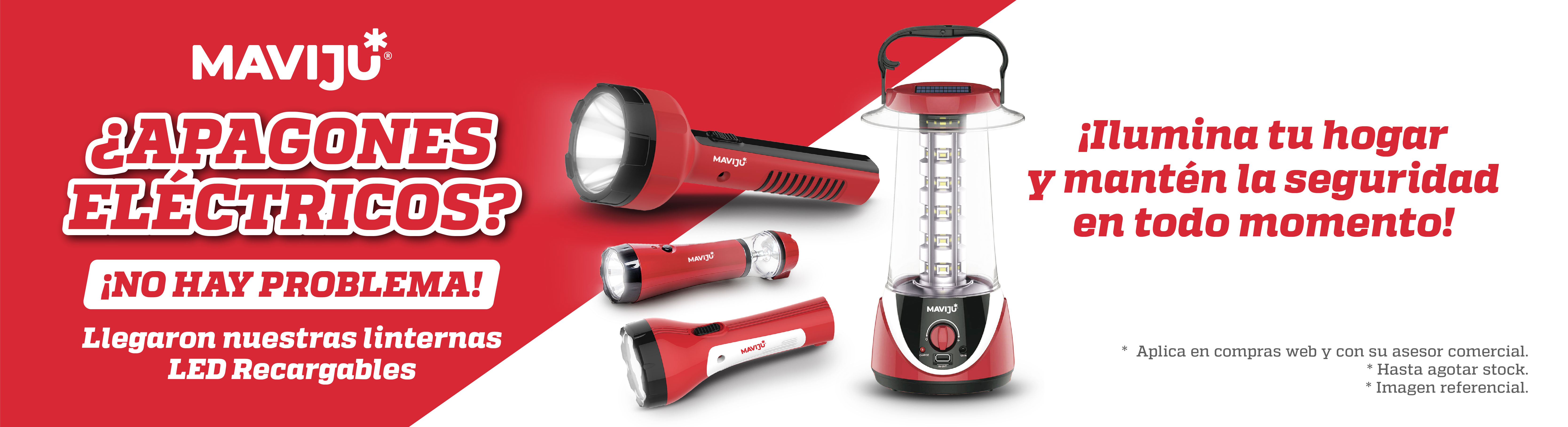 Linternas LED recargables baterías apagones