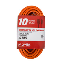 EXTENSION ELECTRICA EXTERIOR 10MT 1x16AWG NARANJA
